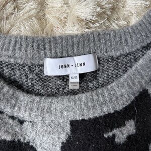 John + Jenn Gray and Black Crewneck Sweater